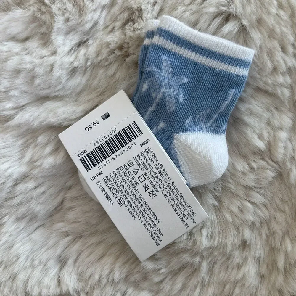 Janie & Jack Baby Boy Set of 2 Socks Size 0-6 Months